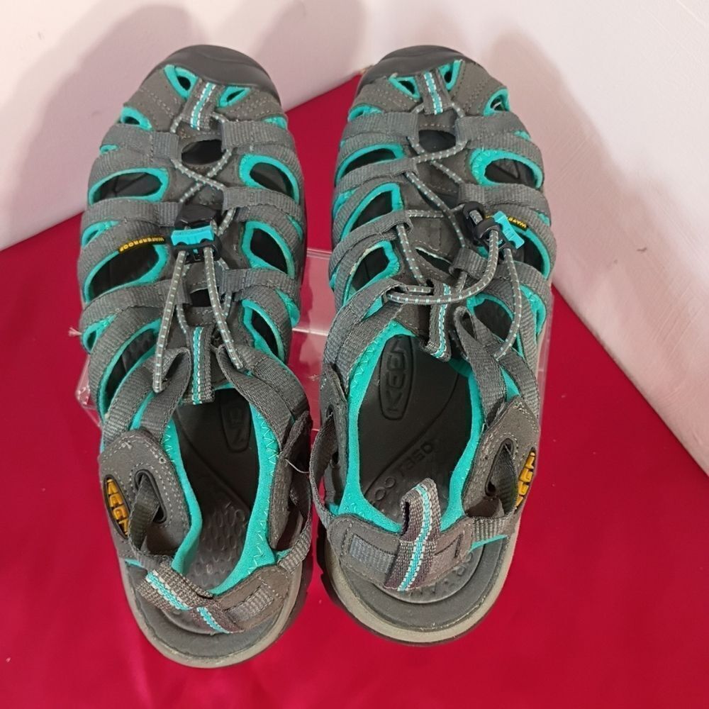 KEEN Women's SZ 7.5 Whisper Smoke Turquoise Waterproof Bungee Lace Slingback . - Picture 7 of 7